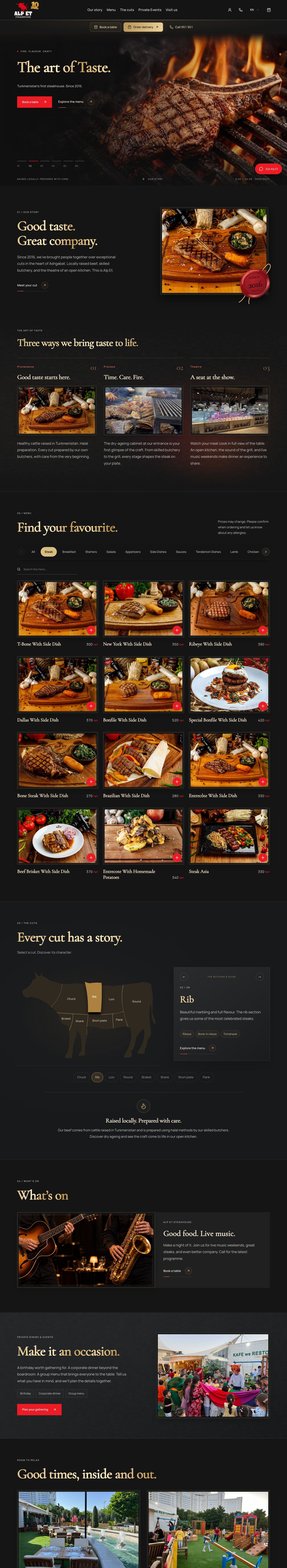 Alp Et Steakhouse website, full desktop page