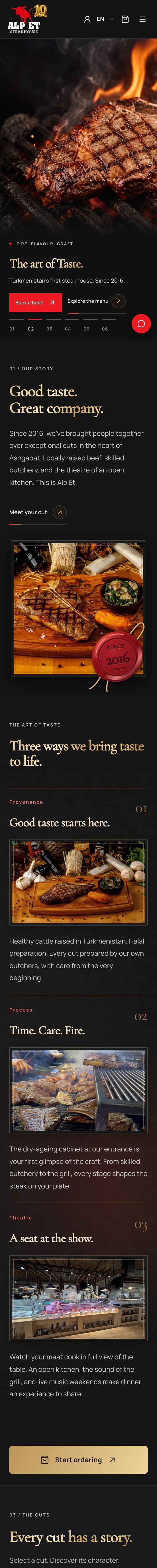 Alp Et Steakhouse website, full phone page