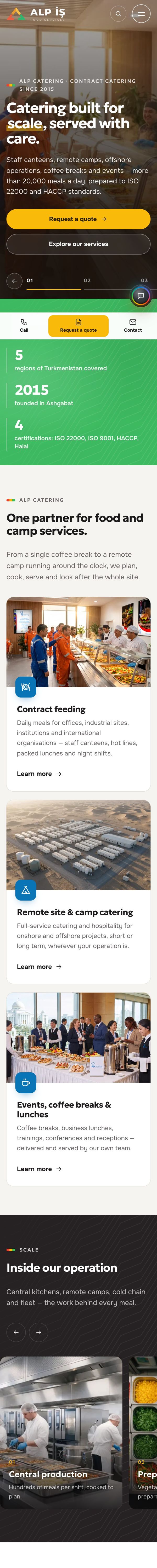 Alp İş website, full phone page