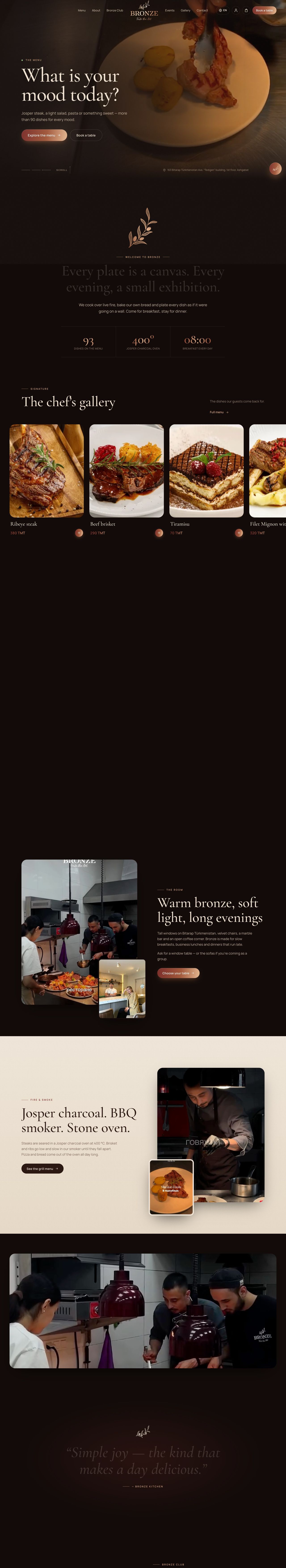 Bronze website, full desktop page