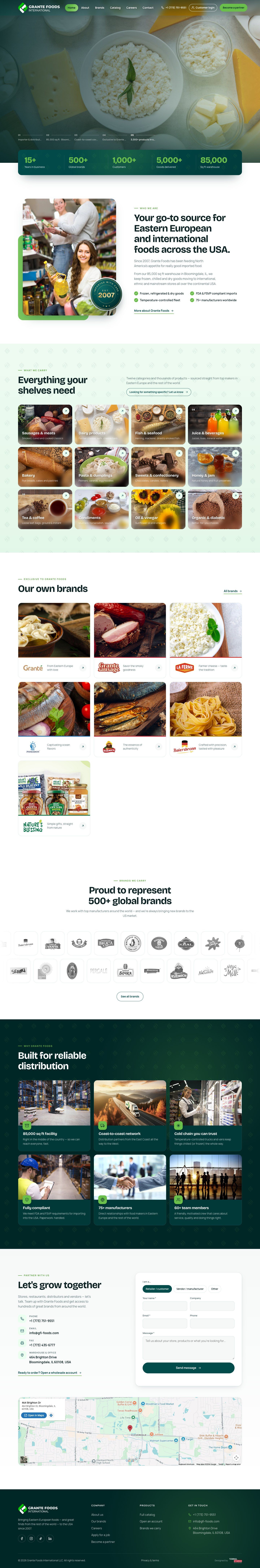 Grante website, full desktop page