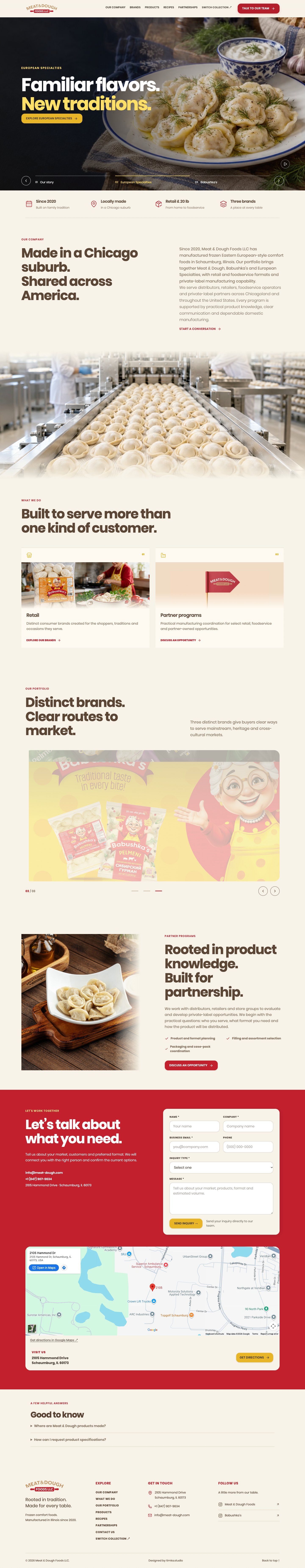Meat & Dough website, full desktop page