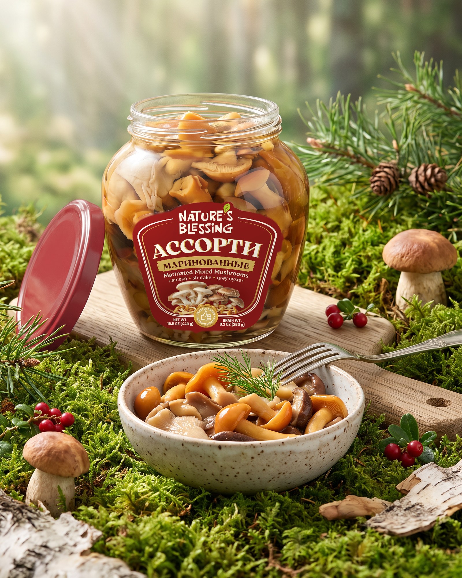 Nature’s Blessing — Marinated & salted mushrooms